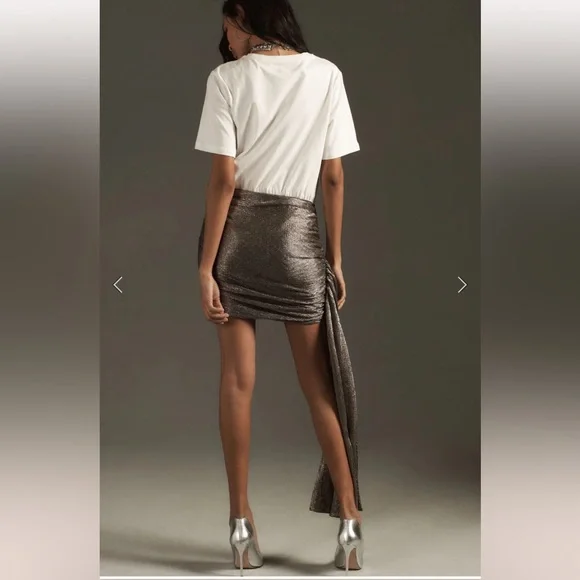 NWT Porridge Crew-Neck Metallic Twofer Mini Dress - Picture 2 of 5